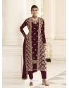 Maroon Designer Real Georgette Party Wear Wedding Suit