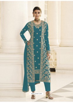 Blue Designer Real Georgette Party Wear Wedding Suit