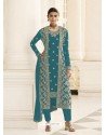 Blue Designer Real Georgette Party Wear Wedding Suit