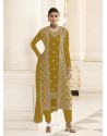 Marigold Designer Real Georgette Party Wear Wedding Suit