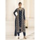 Navy Blue Designer Real Georgette Party Wear Wedding Suit