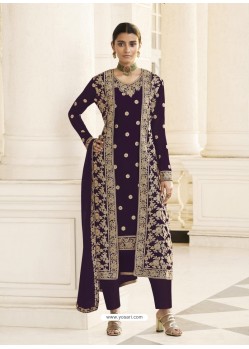 Purple Designer Real Georgette Party Wear Wedding Suit