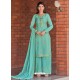 Aqua Mint Designer Chinnon Party Wear Palazzo Suit