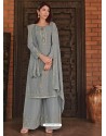 Grey Designer Chinnon Party Wear Palazzo Suit