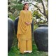 Mustard Designer Chinnon Party Wear Palazzo Suit