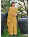 Mustard Designer Chinnon Party Wear Palazzo Suit