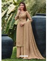 Beige Designer Chinnon Party Wear Palazzo Suit