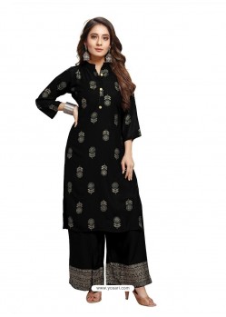 Black Designer Readymade Kurti With Palazzo