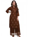 Brown Designer Readymade Kurti With Palazzo