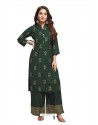 Dark Green Designer Readymade Kurti With Palazzo