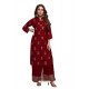 Maroon Designer Readymade Kurti With Palazzo