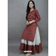 Maroon Designer Readymade Kurti With Skirt Set