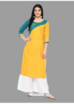 Yellow Latest Festival Wear Cotton Kurti