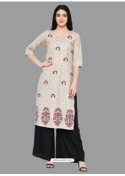 Light Beige Latest Festival Wear Cotton Kurti