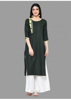 Dark Green Latest Festival Wear Cotton Kurti