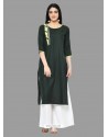 Dark Green Latest Festival Wear Cotton Kurti