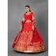 Red Scintillating Designer Heavy Bridal Wear Lehenga