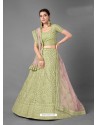 Pista Green Scintillating Designer Heavy Bridal Wear Lehenga