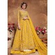 Yellow Bridal Designer Party Wear Butterfly Net Anarkali Suit