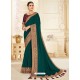 Teal Designer Classic Wear Vichitra Silk Sari