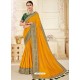 Yellow Designer Classic Wear Vichitra Silk Sari