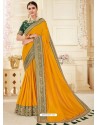 Yellow Designer Classic Wear Vichitra Silk Sari