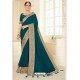 Teal Blue Designer Classic Wear Vichitra Silk Sari