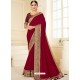 Wine Designer Classic Wear Vichitra Silk Sari