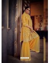 Yellow Designer Organza Party Wear Sharara Suit