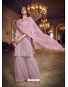 Dusty Pink Designer Organza Party Wear Sharara Suit