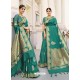 Aqua Mint Designer Classic Wear Banarasi Silk Sari