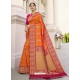 Orange Designer Classic Wear Banarasi Silk Sari