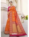 Orange Designer Classic Wear Banarasi Silk Sari