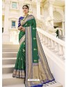 Dark Green Designer Classic Wear Banarasi Silk Sari