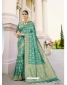 Aqua Mint Designer Classic Wear Banarasi Silk Sari