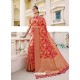 Red Designer Classic Wear Banarasi Silk Sari