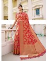 Red Designer Classic Wear Banarasi Silk Sari