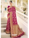 Rose Red Designer Classic Wear Banarasi Silk Sari