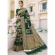 Dark Green Designer Classic Wear Banarasi Silk Sari