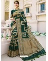 Dark Green Designer Classic Wear Banarasi Silk Sari