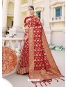 Tomato Red Designer Classic Wear Banarasi Silk Sari