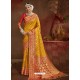 Yellow Designer Classic Wear Banarasi Silk Sari