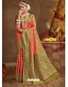 Orange Designer Classic Wear Banarasi Silk Sari