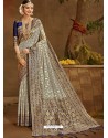 Grey Designer Classic Wear Banarasi Silk Sari