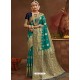 Teal Designer Classic Wear Banarasi Silk Sari