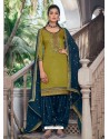 Parrot Green Embroidered Designer Jam Silk Punjabi Patiala Suit