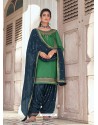 Forest Green Embroidered Designer Jam Silk Punjabi Patiala Suit