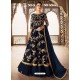 Navy Blue Bridal Designer Party Wear Net Anarkali Suit