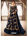 Navy Blue Bridal Designer Party Wear Net Anarkali Suit