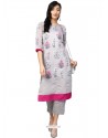 Light Grey Designer Readymade Kurti Bottom Set